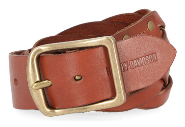 Harley-Davidson Women's Interlaced Braided Genuine Leather Belt, Brown - Wisconsin Harley-Davidson