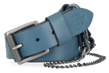 Harley-Davidson Women's Utility Fob Chain Genuine Leather Belt, Bluestone - Wisconsin Harley-Davidson