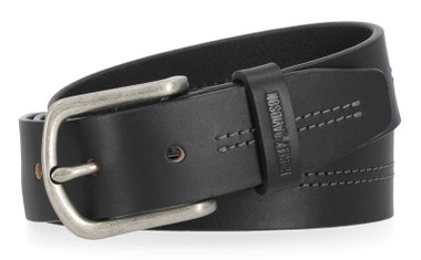 Harley-Davidson Women's Center Stitch B&S Genuine Leather Belt - Black - Wisconsin Harley-Davidson