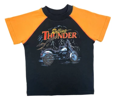 Harley-Davidson Little Boys' Thunder Short Sleeve Knit Raglan Shirt, Black - Wisconsin Harley-Davidson