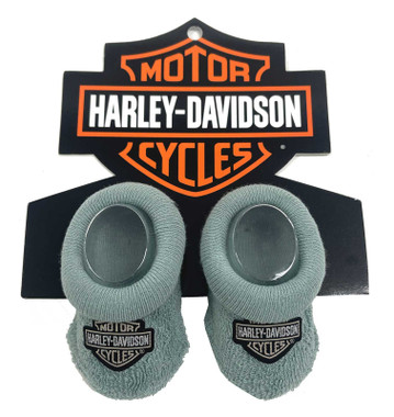 Harley-Davidson Baby Girls' Bar & Shield Patch Newborn Booties Socks, Green - Wisconsin Harley-Davidson