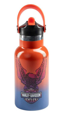 Harley-Davidson Kid's Stainless Steel Travel Water Bottle, Leak-Resistant Straw - Wisconsin Harley-Davidson