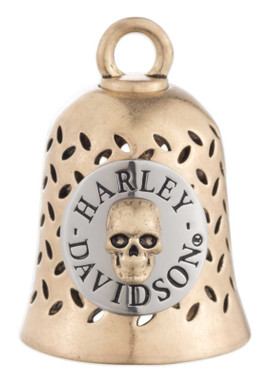 Harley-Davidson Round Skull H-D Script Cut-Out Ride Bell, Gold & Silver - Wisconsin Harley-Davidson