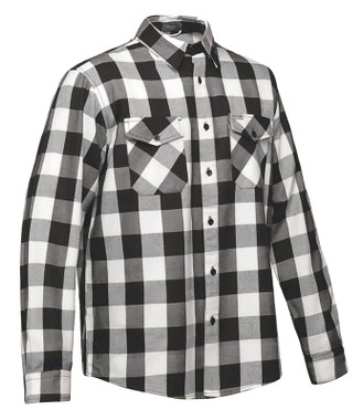 Derringer Men's Rugged Button Long Sleeve Plaid Flannel Shirt, Black/White - Wisconsin Harley-Davidson