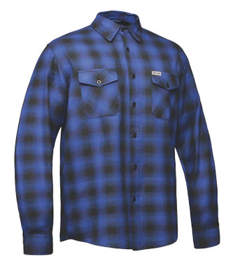 Derringer Men's Rugged Button Long Sleeve Plaid Flannel Shirt, Blue/Black - Wisconsin Harley-Davidson