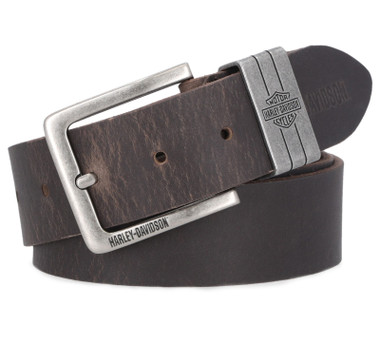 Harley-Davidson® Men's No Free Ride Leather Belt w/ Bar & Shield