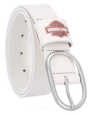 Harley-Davidson Women's Direct Bar & Shield Keeper Genuine Leather Belt - White - Wisconsin Harley-Davidson