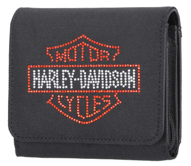 Harley-Davidson Women's Rhinestone Embellished Bar & Shield Indexer Wallet - Wisconsin Harley-Davidson