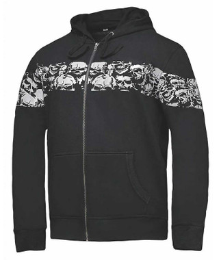 Derringer Men's Ghost Reflective Skulls Riding Hoodie Sweatshirt, Black/White - Wisconsin Harley-Davidson