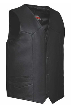 Derringer Men's Cattleman Premium Motorcycle Biker Leather Vest, Black - Wisconsin Harley-Davidson