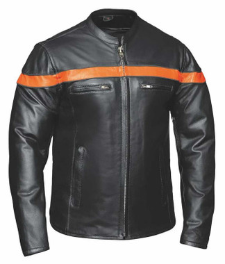 Derringer Ladies Premium Motorcycle Biker Leather Jacket, Black/Orange - Wisconsin Harley-Davidson