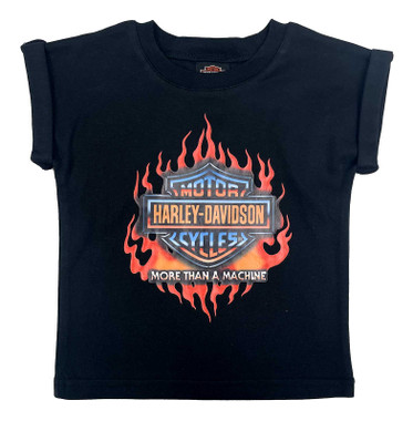 【oan】Flame Harley Short Sleeve T-shirt Harley-Davidson® Big Boys' Flames Logo Muscle Short Sleeve