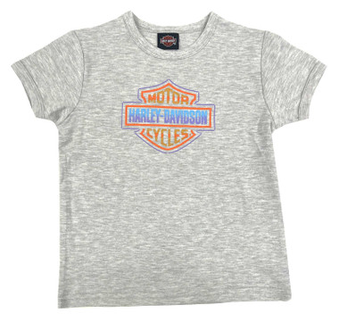 Harley-Davidson Big Boys' Ringer B&S Logo Short Sleeve Tee, Heather Gray - Wisconsin Harley-Davidson