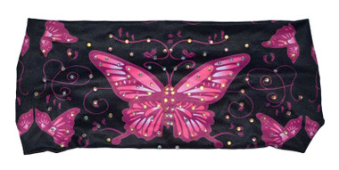 Derringer Ladies Rhinestone Pink Butterfly Headband, Moisture-Wicking Black/Pink - Wisconsin Harley-Davidson