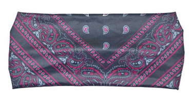 Derringer Ladies Paisley Liner Headband, Moisture-Wicking - Black/Pink - Wisconsin Harley-Davidson