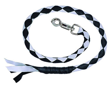 Derringer Biker Premium Cowhide Leather Get Back Whips, Black/White - Wisconsin Harley-Davidson