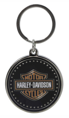 Harley-Davidson Coin-Style Bar & Shield Logo Key Chain, Black/Orange - Wisconsin Harley-Davidson