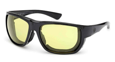 Harley-Davidson Men's Metal Bound Yellow Light-Adjusting Sunglasses, Shiny Black - Wisconsin Harley-Davidson