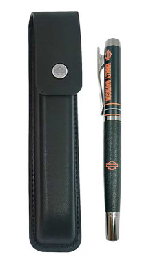 Harley-Davidson Open Bar & Shield Stripes Pen & Case w/ Carry Case, Black - Wisconsin Harley-Davidson