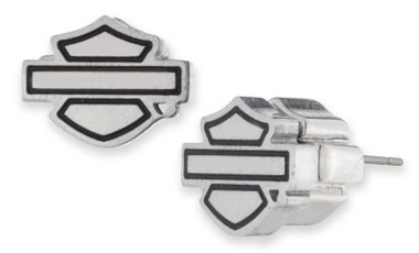 Harley-Davidson Women's 8mm Bar & Shield Logo Stud Earrings, Stainless Steel - Wisconsin Harley-Davidson