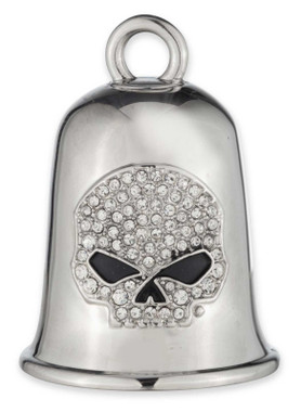 Harley-Davidson Bling Willie G Skull Logo Motorcycle Ride Bell, Silver Finish - Wisconsin Harley-Davidson
