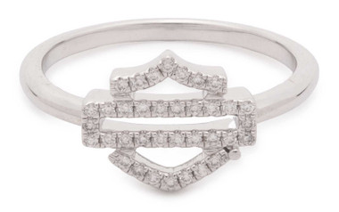Harley-Davidson Women's Crystal Open Bar & Shield Logo Ring, Sterling Silver - Wisconsin Harley-Davidson