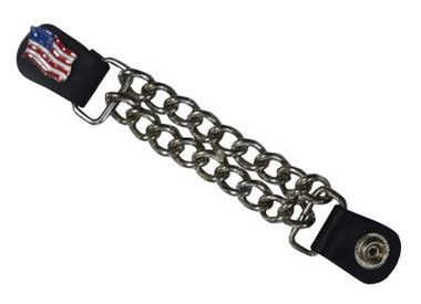 UNIK Men's USA Flag Chunky Double Chain Vest Extender w/ Snaps, Silver - Wisconsin Harley-Davidson