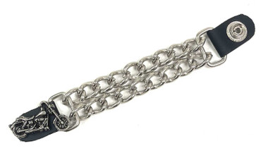 UNIK Men's Motorcycle Chunky Double Chain Vest Extender w/ Leather Snaps - Wisconsin Harley-Davidson