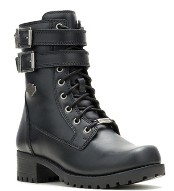 Harley-Davidson Women's Leyton 7.25" Double Buckle Black Motorcycle Boots D84838 - Wisconsin Harley-Davidson