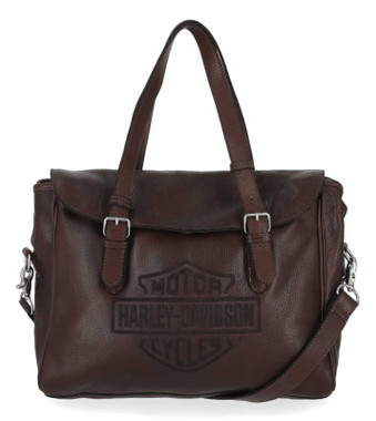 Harley-Davidson Women's Traditional Bar & Shield Logo Leather Tote Bag, Brown - Wisconsin Harley-Davidson