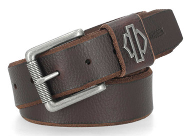 Harley-Davidson Men's Die Cut Open Bar & Shield Genuine Leather Belt, Brown - Wisconsin Harley-Davidson