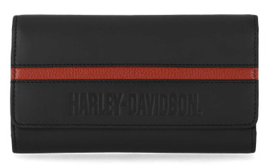 Harley-Davidson Men's H-D Center Block Genuine Leather Trucker Wallet, Black - Wisconsin Harley-Davidson