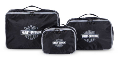 Harley-Davidson 3PC Expandable Packing Cube Set, Bar & Shield Logo- Black/Silver - Wisconsin Harley-Davidson