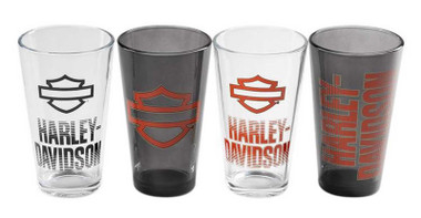 Harley-Davidson 16 oz. Open Bar & Shield Fade Pint Glass Set, Set of Four - Wisconsin Harley-Davidson