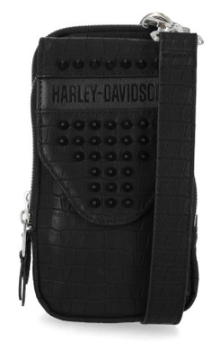Harley-Davidson Women's Cone Studded Phone Crossbody Case, Black - Wisconsin Harley-Davidson