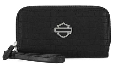 Harley-Davidson® Women's Metal Bar & Shield Croco Zip Around w