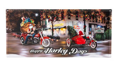 Harley-Davidson Embossed Happy Harley Days Biker Santa Metal Tin Sign - Wisconsin Harley-Davidson