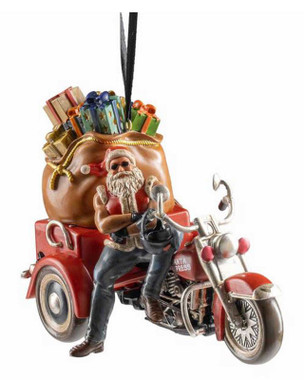 Harley-Davidson® Holiday Biker Santa Resin Christmas Ornament