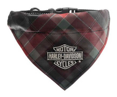 Harley-Davidson Embroidered Bar & Shield Plaid Pet Buckle Bandana - Small/Medium - Wisconsin Harley-Davidson