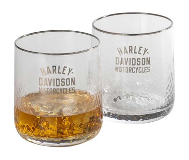 Harley-Davidson 12 oz. Pebbled Double Old Fashion Glasses Set, Set of Two - Wisconsin Harley-Davidson