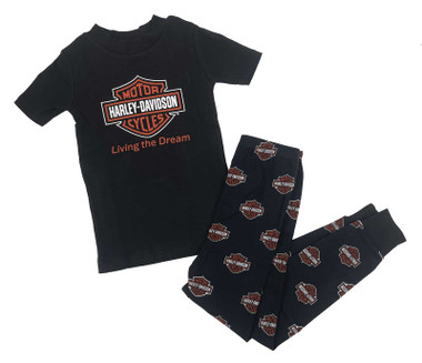Harley-Davidson Little Boys' Bar & Shield 2-Piece Tight Fit Toddler PJ Set - Wisconsin Harley-Davidson