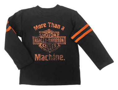 Harley-Davidson Little Boys' Distressed B&S Long Sleeve Sport Toddler Tee, Black - Wisconsin Harley-Davidson