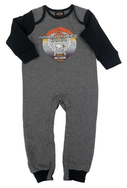 Harley-Davidson Baby Boys' Up-Winged Eagle Coverall Romper, Colorblocked - Wisconsin Harley-Davidson