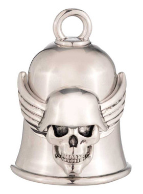 Harley-Davidson Sculpted Winged Flying Skull Metal Ride Bell, Silver Finish - Wisconsin Harley-Davidson