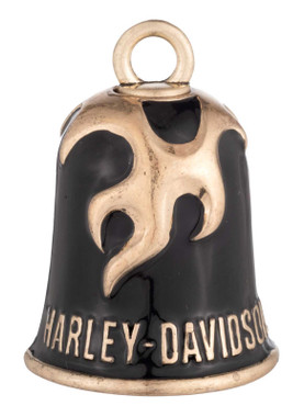 Harley-Davidson Sculpted Gold Flames H-D Metal Ride Bell, Black/Gold Finishes - Wisconsin Harley-Davidson