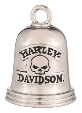 Harley-Davidson Willie G Skull H-D Script Metal Ride Bell, Silver Finish - Wisconsin Harley-Davidson