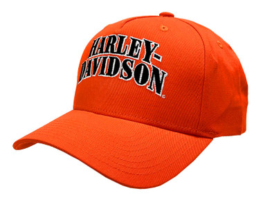 Harley-Davidson Men's H-D Text Adjustable Snapback Baseball Cap, Orange - Wisconsin Harley-Davidson