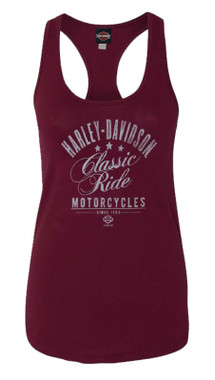 Harley-Davidson Women's Classic Ride Racerback Cotton Tank Top, Maroon - Wisconsin Harley-Davidson