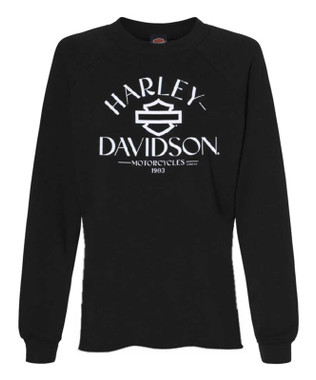Harley-Davidson Women's Eclipsed Crew-Neck Fleece Pullover Sweatshirt, Black - Wisconsin Harley-Davidson