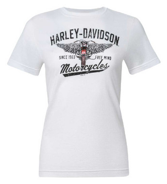 Harley-Davidson Women's Ascend Crew-Neck Cotton Short Sleeve Tee, White - Wisconsin Harley-Davidson